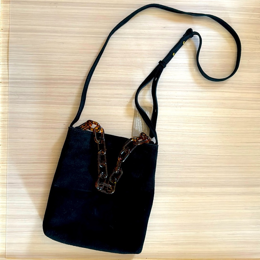 Madewell Black Crossbody Bag with Tortoiseshell Chain Accent